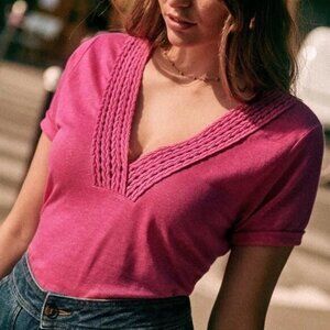 Sezane | Miranda Pink Short Sleeve T-Shirt Size Medium